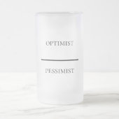 Grappige optimist-pessimist matglas bierpul (Center)