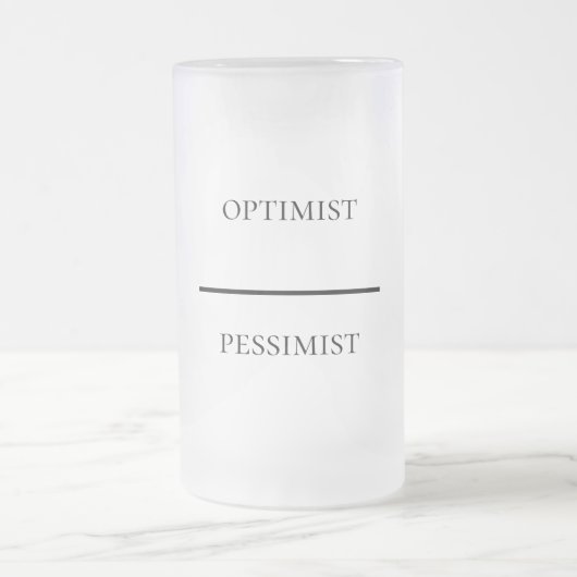 Grappige optimist-pessimist matglas bierpul (Center)