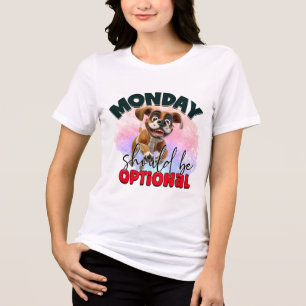 Grappige optionele maandag hond Tri-Blend shirt