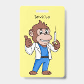 Grappige orang-oetan aap cartoon dokter badge (Achterkant)