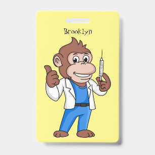 Grappige orang-oetan aap cartoon dokter badge