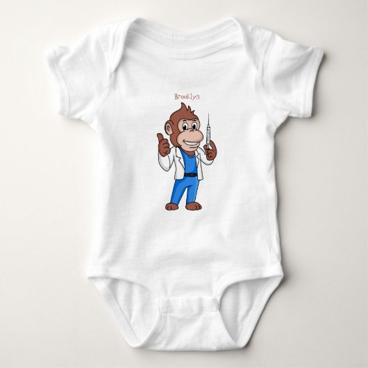 Grappige orang-oetan aap cartoon dokter romper (Voorkant)