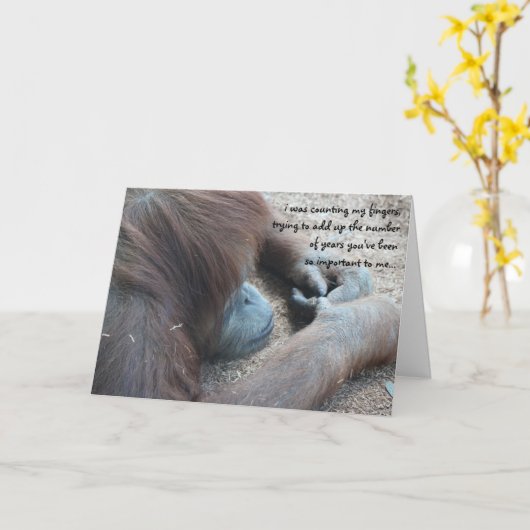 Grappige orang-oetan Moederdag-Kaart Kaart (Gele Bloem)