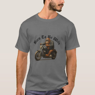 Grappige orang-oetan op een motor t-shirt