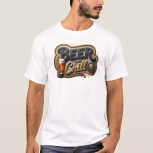 Grappige Oranje BIER EN CHILL Print T-shirt