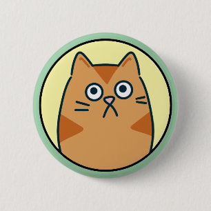 Grappige Oranje Cartoon Kat Ronde Button 5,7 Cm