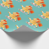 Grappige oranje eenhoorn cadeaupapier (Hoek)