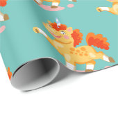 Grappige oranje eenhoorn cadeaupapier (Rol Hoek)