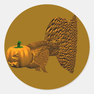 Grappige Oranje Guppy Ronde Sticker