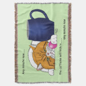 Grappige Oranje Kat Blauwe Koffiemok Deken (Voorkant Verticaal)