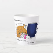 Grappige Oranje Kat Blauwe Koffiemok Latte Mok (Voorkant)