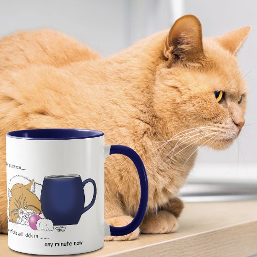 Grappige Oranje Kat Blauwe Koffiemok Mok