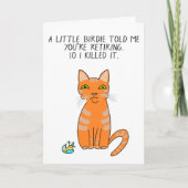 Grappige oranje kat cartoon pensioenkaart kaart (Voorkant)