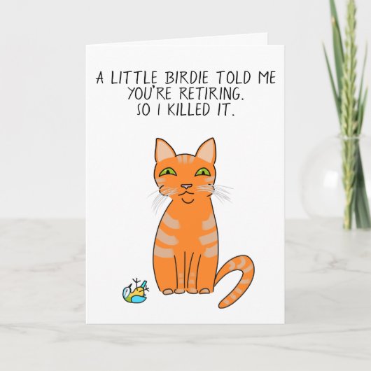 Grappige oranje kat cartoon pensioenkaart kaart (Voorkant)