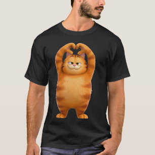 Grappige Oranje Kat Hart Klauwen Handen Teken Vale T-shirt
