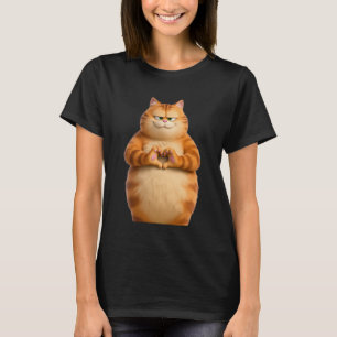 Grappige Oranje Kat Hart Klauwen Handen Teken Vale T-shirt