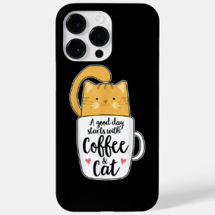 Grappige Oranje Kat Koffiemok Kat Liefhebber Case-Mate iPhone 14 Pro Max Hoesje