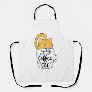 Grappige oranje kat koffiemok kattenliefhebber schort