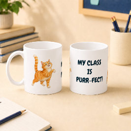 Grappige Oranje Kat Mijn Klas Is Purr-fect Koffiemok