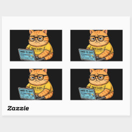 Grappige Oranje Kat Programmeur Sticker