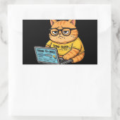 Grappige Oranje Kat Programmeur Sticker (Tas)