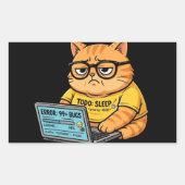 Grappige Oranje Kat Programmeur Sticker (Voorkant)