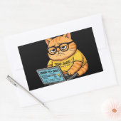 Grappige Oranje Kat Programmeur Sticker (Envelop)