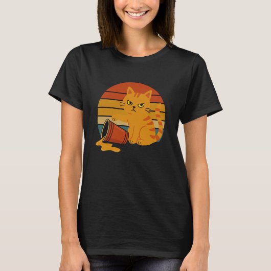 Grappige Oranje Kat Vintage T-shirt (Voorkant)