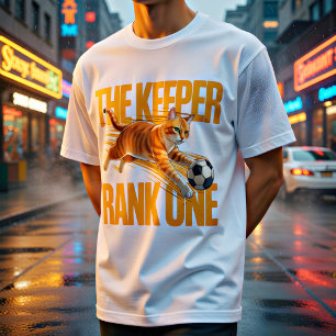 Grappige Oranje Kat Voetbal Keeper Cadeau  T-shirt