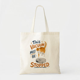 Grappige Oranje Kat vs Robotstofzuiger Tote Bag