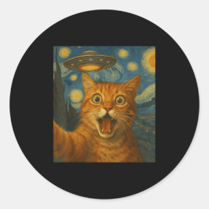 Grappige Oranje katselfie Halloween voor vrouwen e Ronde Sticker