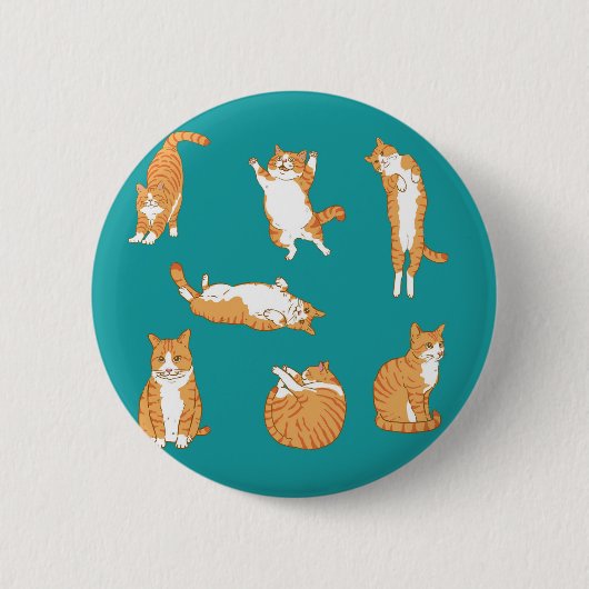 Grappige oranje katten ronde button 5,7 cm (Voorkant)
