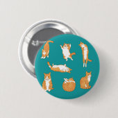 Grappige oranje katten ronde button 5,7 cm (Voorkant /achterkant)