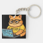 Grappige Oranje Kattenprogrammeur Sleutelhanger (Achterkant)