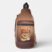 Grappige Oranje poes met glazen gradiëntkoper Sling Bag (Voorkant)