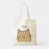 Grappige Oranje Tabby Cat Custom Name Library boek Tote Bag (Achterkant)