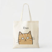 Grappige Oranje Tabby Cat Custom Name Library boek Tote Bag (Voorkant)