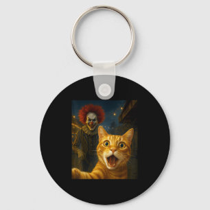 Grappige Oranje Tabby Cat Selfie Creepy Clown Soky Sleutelhanger
