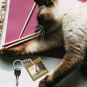 Grappige Oranje Tabby Huiseigenaar Kat Sleutelhanger