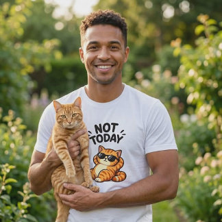 Grappige Oranje Tabby Kat Niet Vandaag T-Shirt