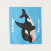 Grappige orka of moordwal, leuke cartoonillustrati wandkleed (Voorkant)