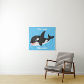 Grappige orka of moordwal, leuke cartoonillustrati wandkleed (In Situ (horizontaal))