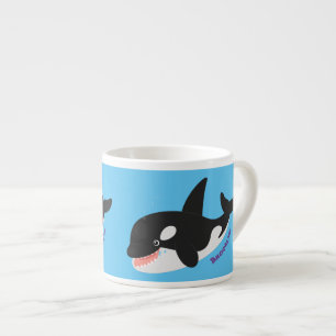 Grappige orka ofwalvis leuke cartoonillustratie espresso kop