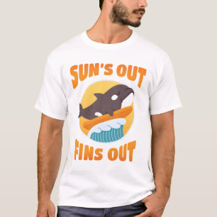 Grappige Orka Op Surfplank Zon Uit Vins Uit T-shirt