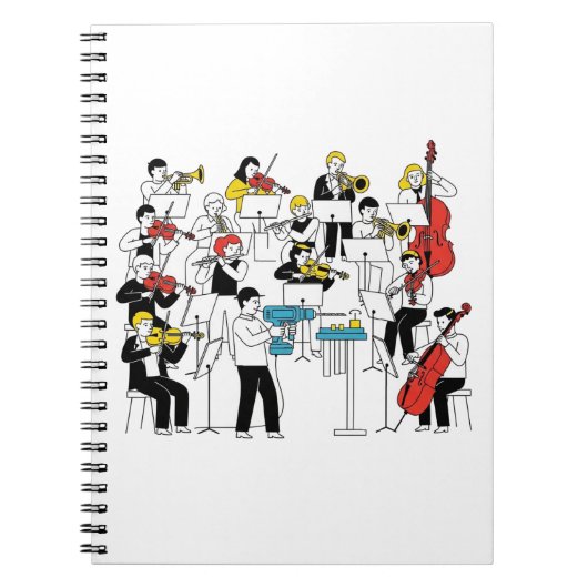 Grappige Orkest Illustratie - Drill Player Notitieboek (Voorkant)