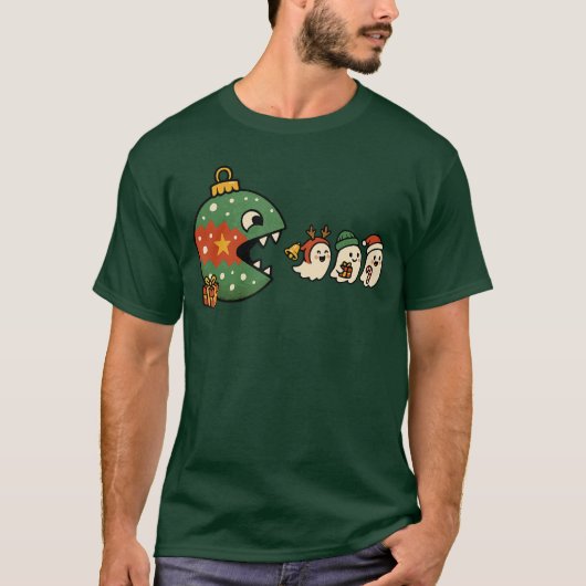 Grappige Ornament Eet Vakantie Geesten Gamers Chri T-shirt (Voorkant)