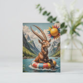 Grappige Oryx op een Float Trip Briefkaart (Staand voorkant)