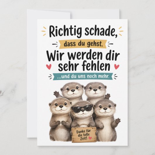 Grappige Otter Afscheidskaart | Collega Afscheidsk Bedankkaart (Voorkant)