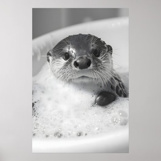Grappige Otter Bubbelbad Print, Badkamer Muur Kuns Poster (Voorkant)