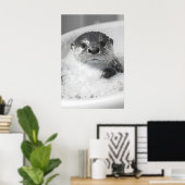 Grappige Otter Bubbelbad Print, Badkamer Muur Kuns Poster (Thuiskantoor)